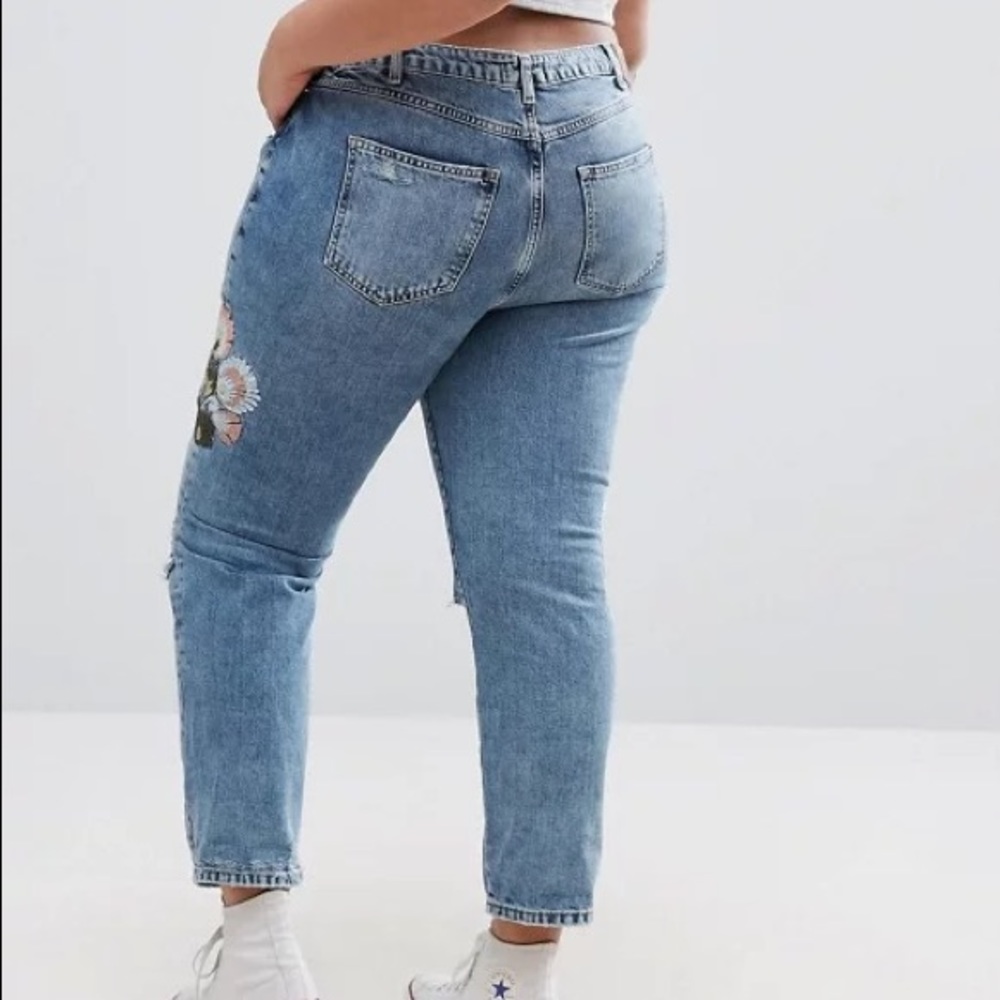ASOS Embroidered plus size ripped jeans